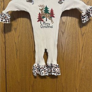 Christmas Reindeer Kids One Piece - Cream